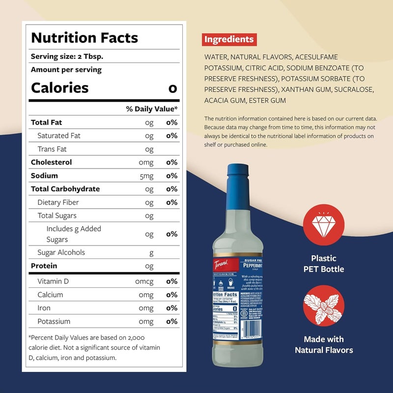 Torani شراب توارني بنكهة النعناع الخالي من السكر مع مضخة - Image 2