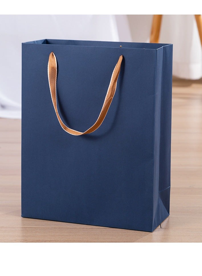 عبوة من 2 كيس هدايا ورقي أزرق بمقابض معدنية، حقائب تسوق زرقاء كلاسيكية للأعمال، مناسبة لمتاجر الملابس، ومتاجر المجوهرات، ولوازم الأعمال الصغيرة، والتسوق، وحقائب هدايا الحفلات، وحقائب هدايا الحرف اليدوية، وديكورات هدايا الحفلات