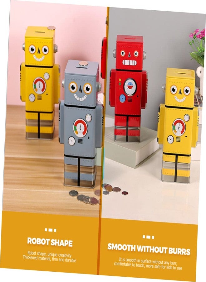 Joinpaya Retro Robot Piggy Bank for Kids, Vintage Tin Money Box for Boys and Girls, Robot-Themed Coin Bank for Saving Change, Nursery Room Decor and Decorative Desk Ornament, Yellow, 1 Piece - Image 4