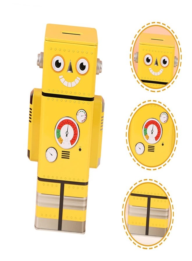 Joinpaya Retro Robot Piggy Bank for Kids, Vintage Tin Money Box for Boys and Girls, Robot-Themed Coin Bank for Saving Change, Nursery Room Decor and Decorative Desk Ornament, Yellow, 1 Piece - Image 5
