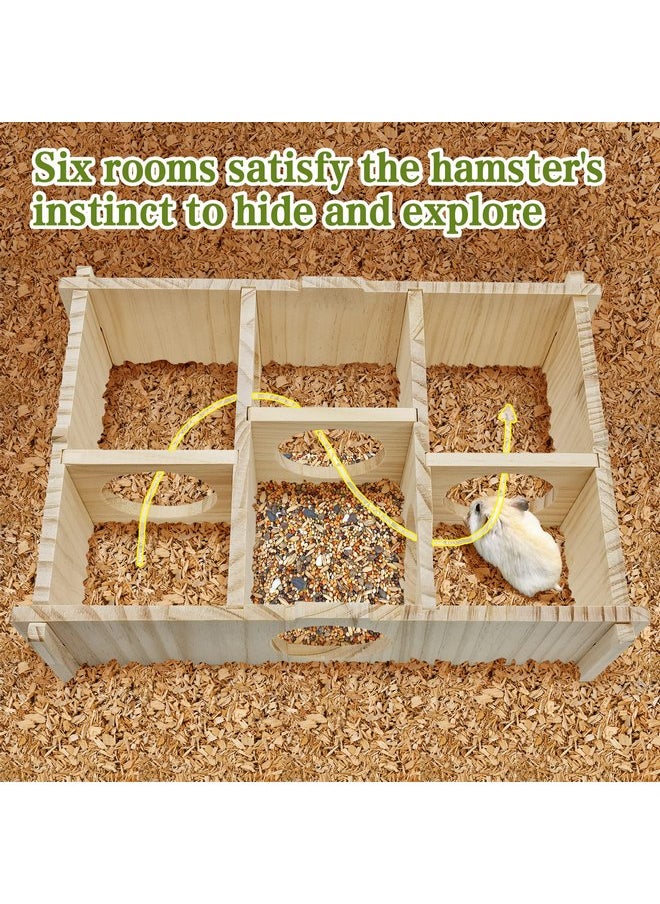 Kathson - kathson Hamster Multi-Chamber Hideouts, Wooden House Maze Tunnels Exploring Toy Small Animal Activity Sport Playground Platform with Chew Molar Stone Toys for Dwarf Hamster Gerbils Mice Syrian - Image 1