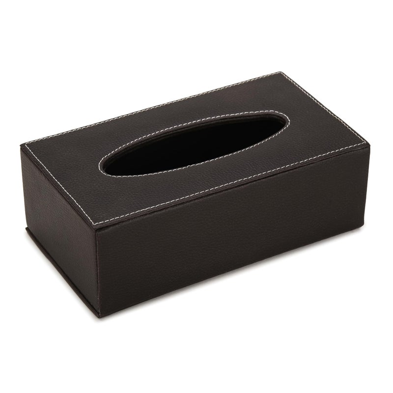 Azyeea Handcrafted Leather Tissue Holder Tissue Paper Car Tissue Box Paper Napkin Holder Tissue Holder Dispenser Organizer Facial Tissue Holder for Car Hotel Home Gift Dinning Table - Black - Image 5