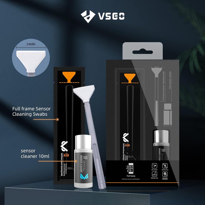 VSGO VS-S03E Full Frame Sensor Cleaning Kit, 12pcs Sensor Swabs & 10ml Cleaner, Compatible with Sony, Nikon, Canon FF CCD CMOS - Image 2