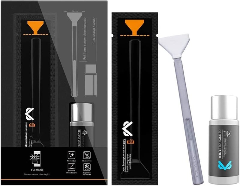 VSGO VS-S03E Full Frame Sensor Cleaning Kit, 12pcs Sensor Swabs & 10ml Cleaner, Compatible with Sony, Nikon, Canon FF CCD CMOS - Image 1
