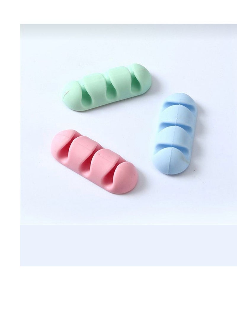 dhesive Cable Clips 3-Hole Desk Cable Management Cord Organizer, Colourful Cord Holder Cord Clips Desktop Manager for Desk, Computer, Bedroom  - Image 1