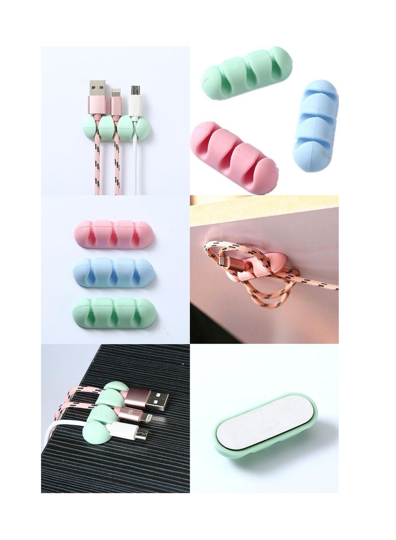 dhesive Cable Clips 3-Hole Desk Cable Management Cord Organizer, Colourful Cord Holder Cord Clips Desktop Manager for Desk, Computer, Bedroom  - Image 2