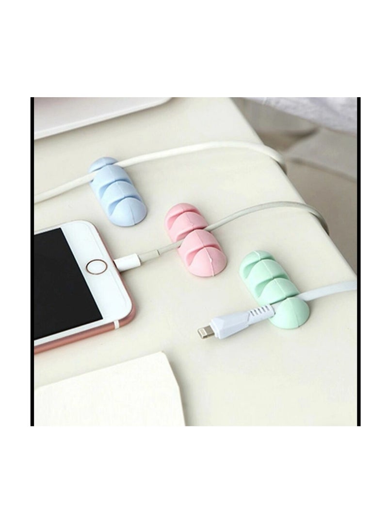 dhesive Cable Clips 3-Hole Desk Cable Management Cord Organizer, Colourful Cord Holder Cord Clips Desktop Manager for Desk, Computer, Bedroom  - Image 3
