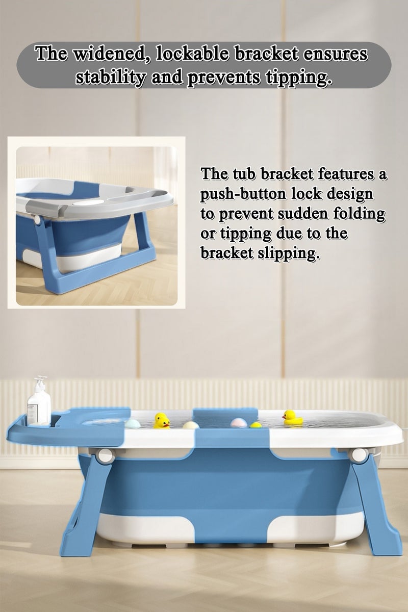 Loloty 3-in-1 Foldable Baby Bathtub with Smart Temperature Display & Newborn Cushion Pad – Portable 3-Fold Space Saving Design, Non-Slip Collapsible Infant Tub for 0-3 Years, Blue - Image 5