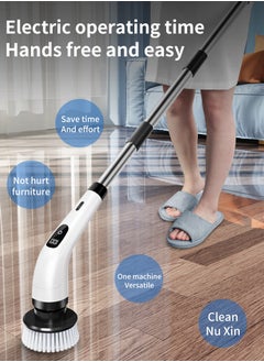 Aideli 8 In 1 Cordless Electric Spin Scrubber Rechargeable Cleaning Brush with 8 Replaceable Brush Heads, Cordless and Portable Power Scrubber, Electric Bathroom Scrubber for Cleaning Tile, Sink, Window, Floor, Tub, Car  - Image 4