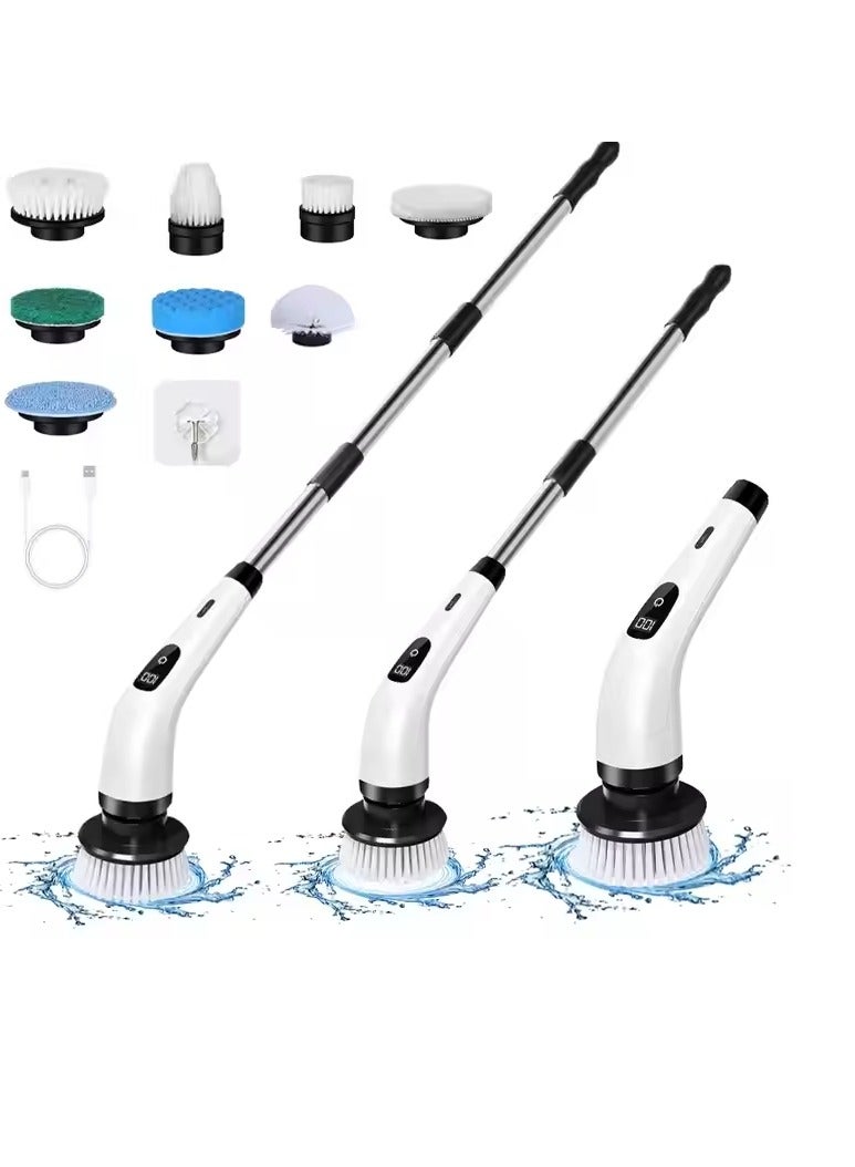 8-in-1 Cordless Electric Spin Scrubber – Rechargeable Cleaning Brush with 8 Replaceable Heads, Portable Power Scrubber for Bathroom, Tile, Floor, Car