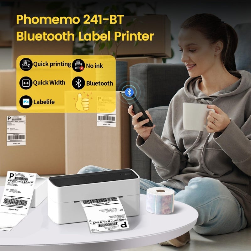 Bluetooth Thermal Label Printer for Shipping Packages Wireless Barcode Label Machine for Small Business Compatible with Phone, PAD, PC for Amazon, Shopify, USPS, DHL, Temu - Image 4