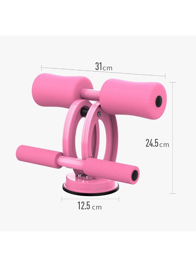 MARGOUN Portable Suction Cup Sit-Up Bar for Floor – Adjustable Core & Abdominal Workout Equipment with Padded Foot Support for Home Gym, Pink - Image 1