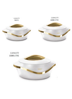 Milton Set of 3 Inner Stainless Steel Hotpot (500 ml, 1000 ml, 1500 ml) White/Gold  - Image 5