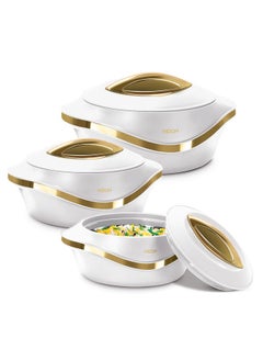 Milton Set of 3 Inner Stainless Steel Hotpot (500 ml, 1000 ml, 1500 ml) White/Gold  - Image 1