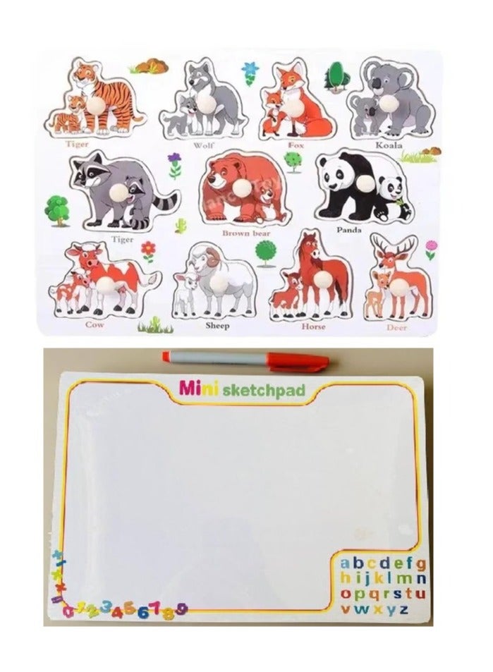 Animal Shape Puzzles Wooden Board Toys for Kid Toddlers Boy Girls  - Image 1