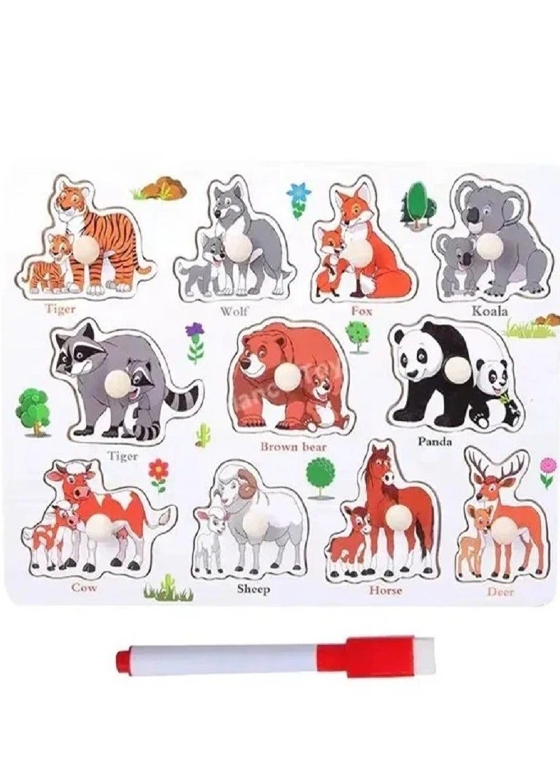 Animal Shape Puzzles Wooden Board Toys for Kid Toddlers Boy Girls  - Image 2