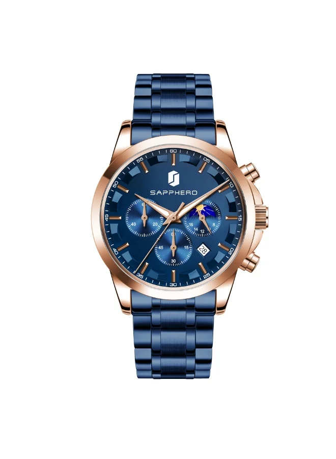 Sapphero SAPPHERO Chronograph Watches for Men, Original Business Casual Stainless Steel Analog Watch 50M Waterproof Luminous Watches with Date Dial, Mens Gift