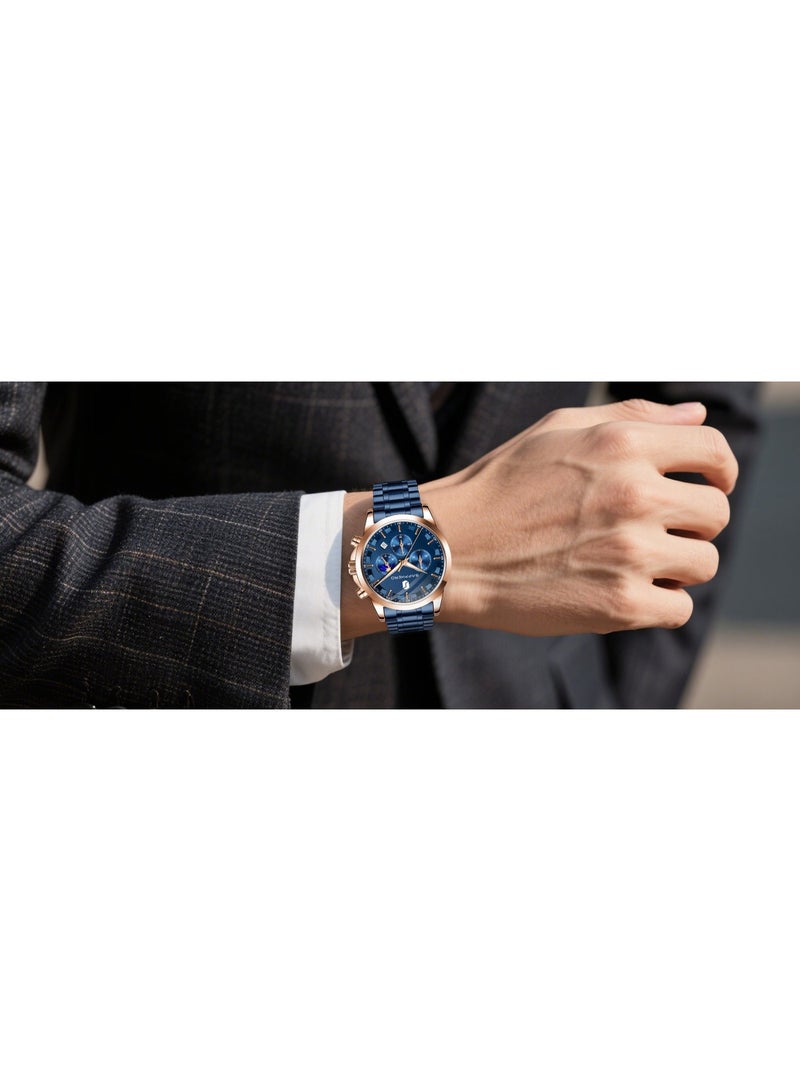 SAPPHERO Chronograph Watches for Men, Original Business Casual Stainless Steel Analog Watch 50M Waterproof Luminous Watches with Date Dial, Mens Gift - Image 4