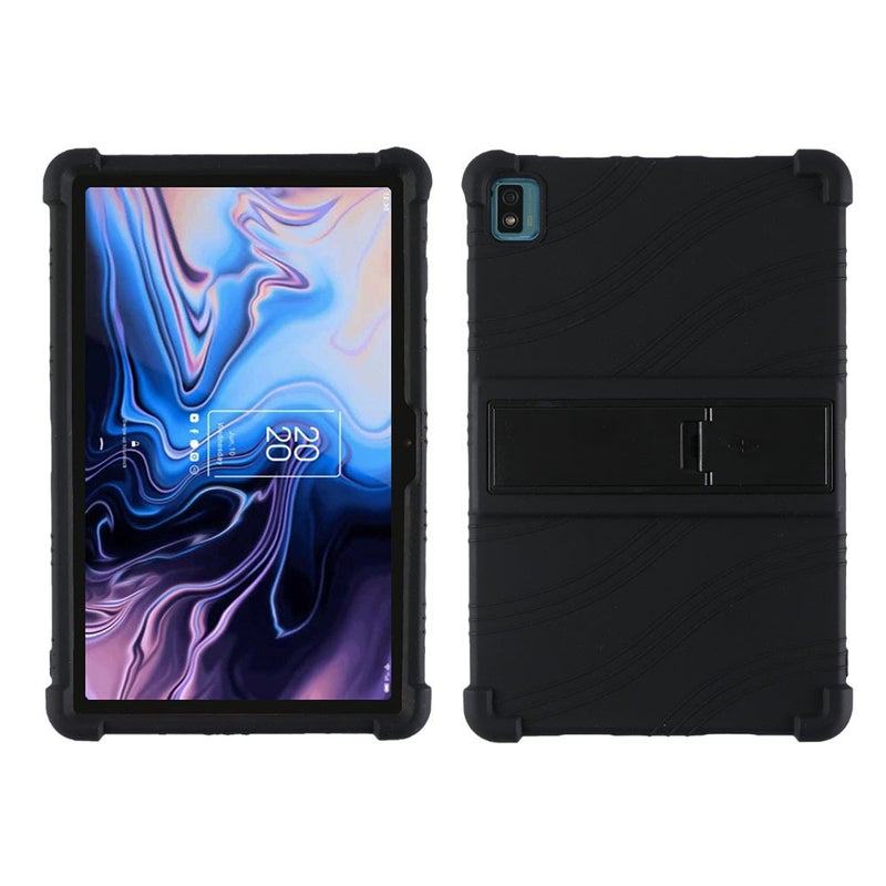 erorex For Tcl 10 Tab Max 10.36 Inch Silicone Tablet Protective Case With Invisible Bracket(Black) - Image 1