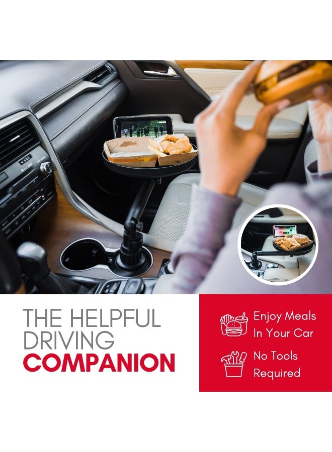 Macally Cup Holder Tray - Perfect Adjustable Car Food Tray for Eating with Phone Slot and Swivel Arm - Organizer - Road Trip Essential Car Travel Accessories Gadgets - Image 2