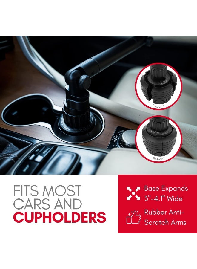 Macally Cup Holder Tray - Perfect Adjustable Car Food Tray for Eating with Phone Slot and Swivel Arm - Organizer - Road Trip Essential Car Travel Accessories Gadgets - Image 5