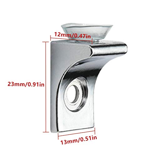 Tiberham Glass Shelf Bracket, Tiberham 12 Pcs Zinc Alloy Polished Chrome Right Angle Shelf Support Fixing Clip with Suction Cup Base, Wall Mounted Glass Support Pegs Corner Brace Board Holder - Image 2