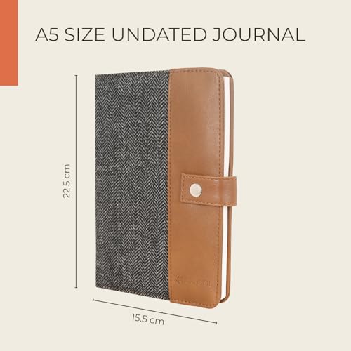 HAMELIN Notebook Diary 2026 | To Do List Journal | Undated Daily Planner & Organizer for Personal & Office Use | Ideal Gift for Men & Women | A5 | 200 Ruled Pages | 80 GSM | Grey herringbone - Image 2