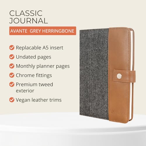 HAMELIN Notebook Diary 2026 | To Do List Journal | Undated Daily Planner & Organizer for Personal & Office Use | Ideal Gift for Men & Women | A5 | 200 Ruled Pages | 80 GSM | Grey herringbone - Image 4