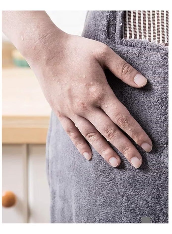 ® مئزر قابل للتعديل مع جيوب - مناشف على كلا الجانبين مخيطة من المخمل المرجاني بخطوط متينة مقاومة للماء مآزر طبخ مناسبة للمطبخ المنزلي والشواء والمطاعم  - Image 2