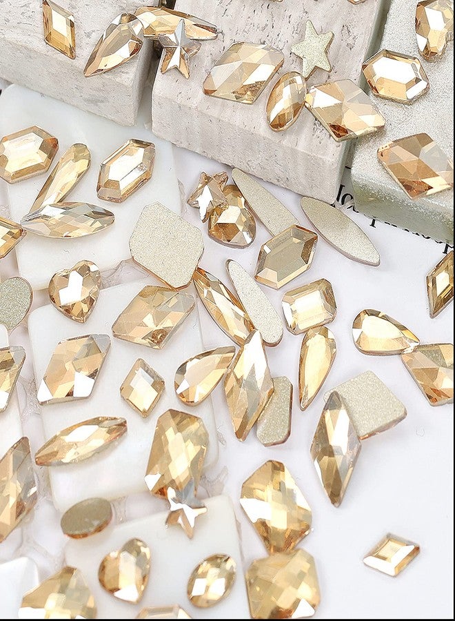 CESUSME 4880Pcs Champagne Rhinestones for Nails, Gold Crystal Nail Rhinestones Round Beads Flatback Glass Gems Stones, Multi Shapes 3D Nail Crystals for Nail Art DIY Crafts Clothes Shoes Jewelry - Image 5