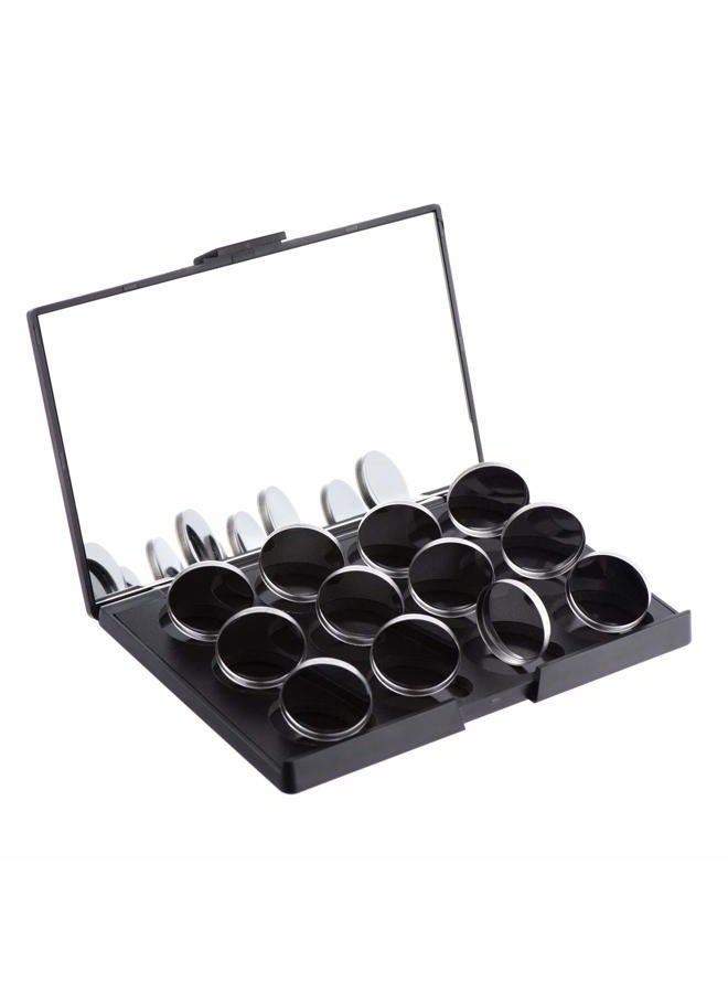 Allwon لوحة مكياج ظلال العيون المغناطيسية الفارغة مع مرآة و 12 قطعة من الأواني المعدنية الدائرية 26 مم - Image 2