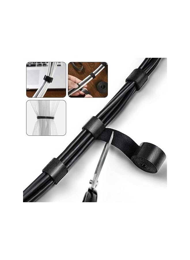PROMASS promass 5M x 1/2inch Reusable Cable Ties Multi-Purpose Cord Organizer Hook Loop Strips Adjustable Double Side Flexible Wire Ties for Computer TV and Other Cables  - Image 5