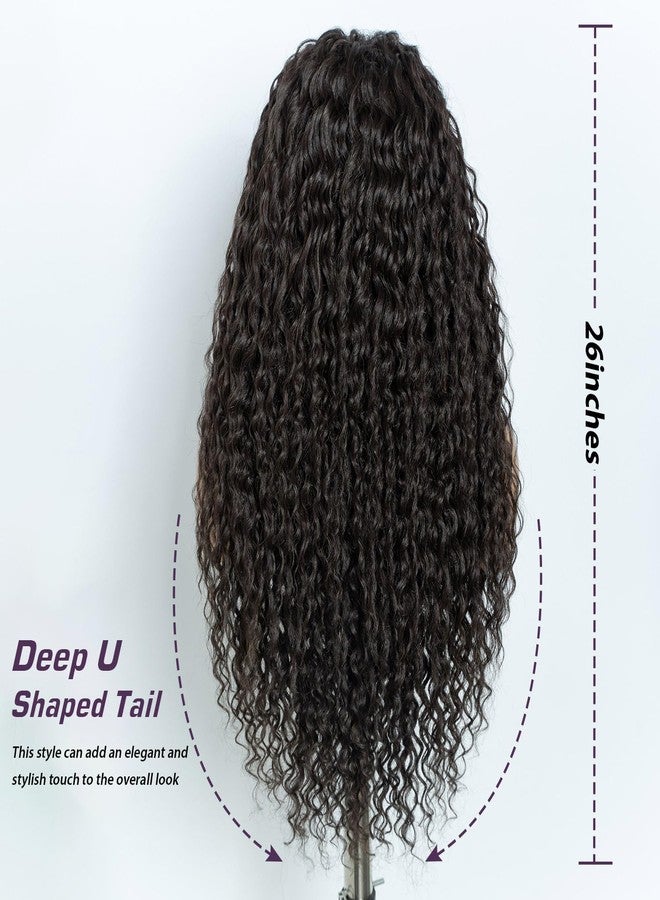 Joedir 26" Long Curly Lace Frontal Wig 13x6 Glueless HD Wigs Pre Plucked Natural Hairline Loose Deep Wave High Temperature Synthetic Wigs For Women(Chestnut Brown Color) - Image 4