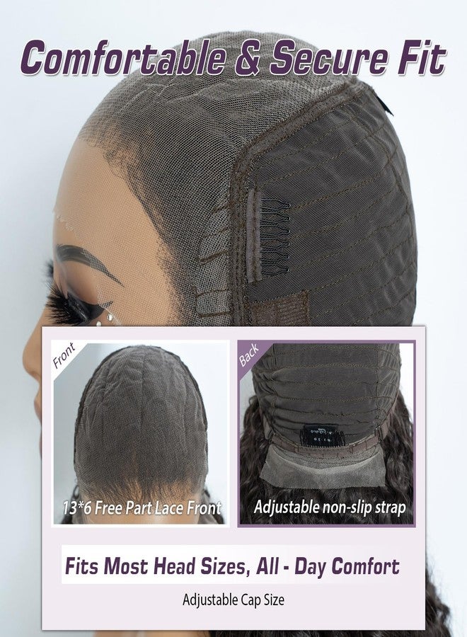 Joedir 26" Long Curly Lace Frontal Wig 13x6 Glueless HD Wigs Pre Plucked Natural Hairline Loose Deep Wave High Temperature Synthetic Wigs For Women(Chestnut Brown Color) - Image 5