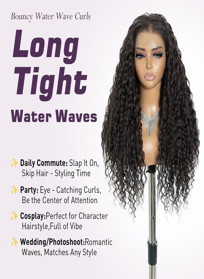 Joedir 26" Long Curly Lace Frontal Wig 13x6 Glueless HD Wigs Pre Plucked Natural Hairline Loose Deep Wave High Temperature Synthetic Wigs For Women(Chestnut Brown Color) - Image 3