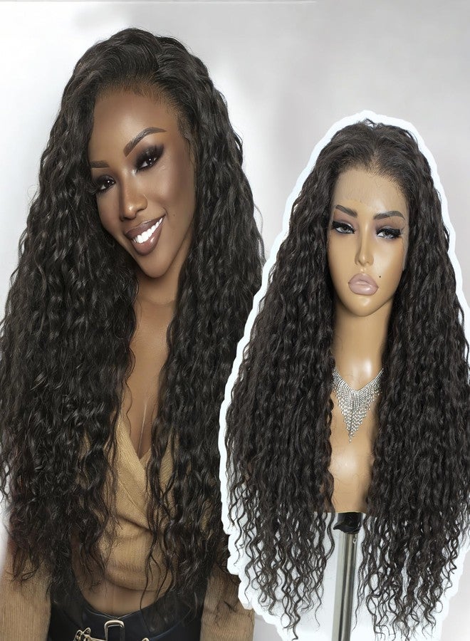 Joedir 26" Long Curly Lace Frontal Wig 13x6 Glueless HD Wigs Pre Plucked Natural Hairline Loose Deep Wave High Temperature Synthetic Wigs For Women(Chestnut Brown Color) - Image 1