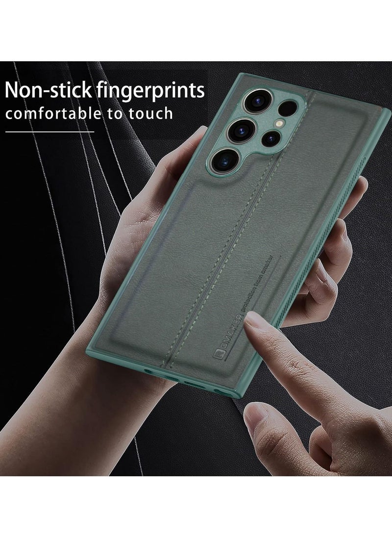 OMAKER Luxury PU Leather Shockproof Case Cover For Samsung Galaxy S23 Ultra 5G 2023 Dark Green  - Image 3