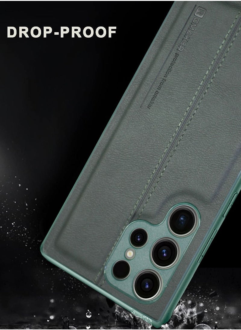 OMAKER Luxury PU Leather Shockproof Case Cover For Samsung Galaxy S23 Ultra 5G 2023 Dark Green  - Image 4