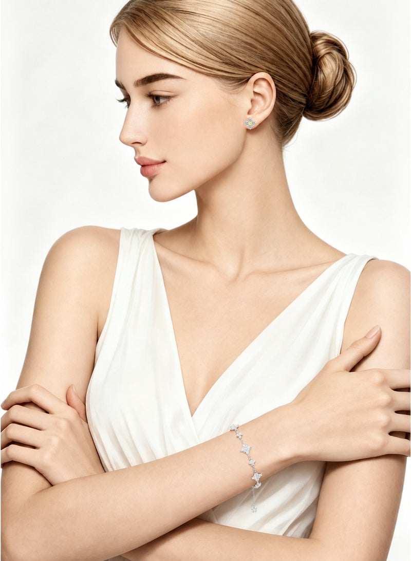 QUAINT 【Exclusive Offer】High Carbon Diamond Flower-Shaped with Golden Stamen Stud Earrings - Image 4
