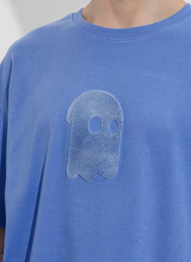 The Souled Store  The Souled Store Men's Oversized Blue T-Shirt with Ghost Design  | Best Price UAE
