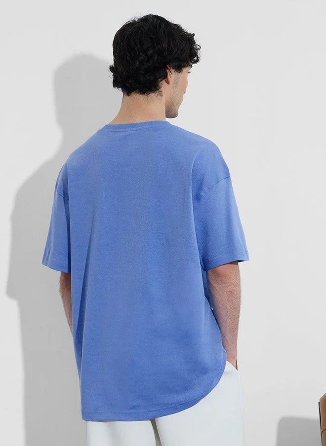 The Souled Store  The Souled Store Men's Oversized Blue T-Shirt with Ghost Design  | Best Price UAE