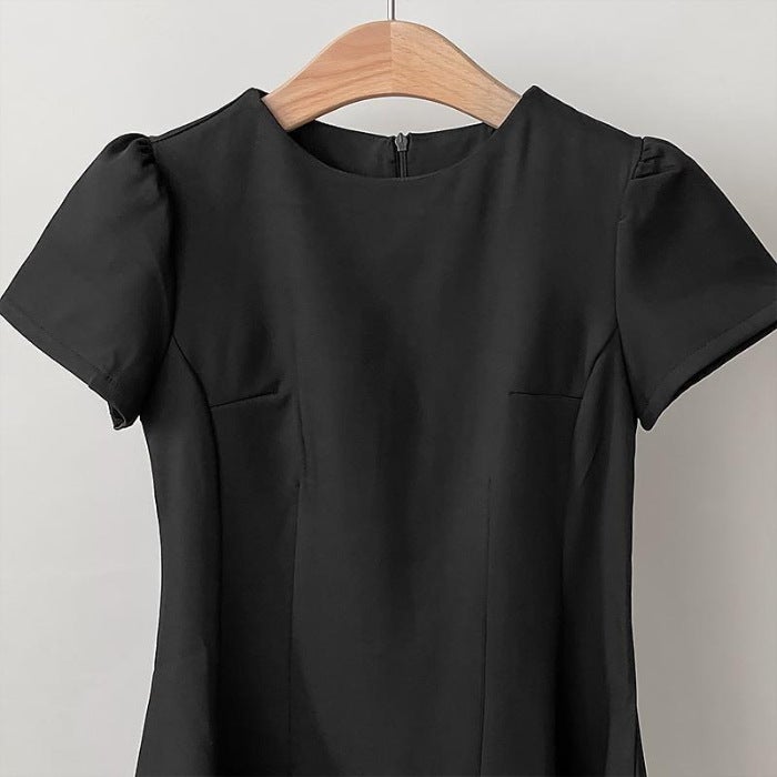 Short-sleeved dress womens summer 2025 new elegant thin material suit skirt waist slimming A- line skirt White - Image 2