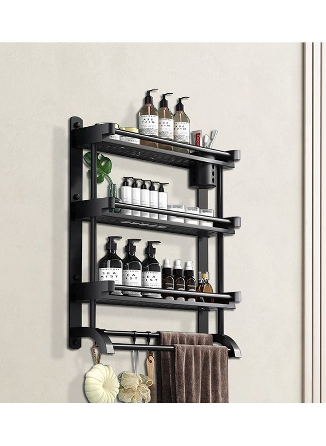 XiuWoo - 3 Tier Wall Mounted Bathroom Rack with Towel Bar Shower Storage Organizer  Shelf - Image 1