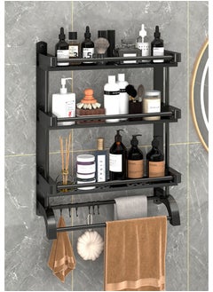 XiuWoo 3 Tier Wall Mounted Bathroom Rack with Towel Bar Shower Storage Organizer  Shelf  - Image 4