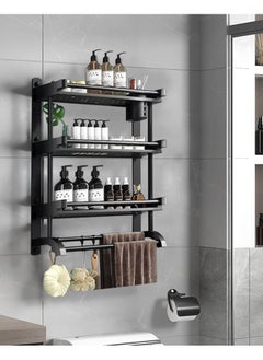 XiuWoo 3 Tier Wall Mounted Bathroom Rack with Towel Bar Shower Storage Organizer  Shelf  - Image 1