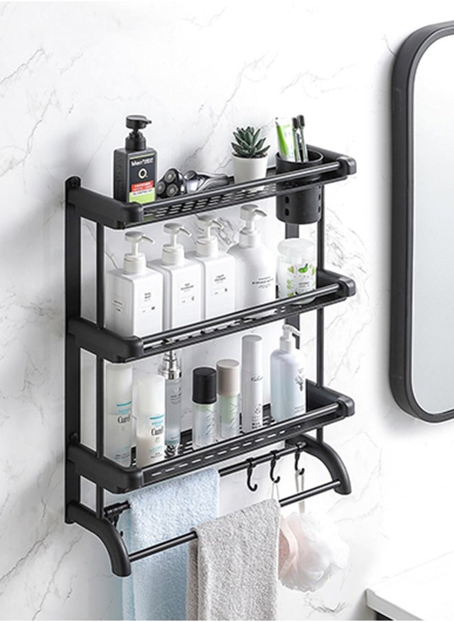 XiuWoo - 3 Tier Wall Mounted Bathroom Rack with Towel Bar Shower Storage Organizer  Shelf - Image 1
