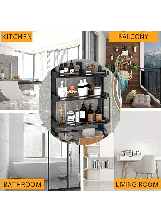 XiuWoo - 3 Tier Wall Mounted Bathroom Rack with Towel Bar Shower Storage Organizer  Shelf - Image 1