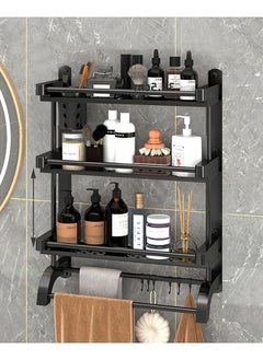 XiuWoo 3 Tier Wall Mounted Bathroom Rack with Towel Bar Shower Storage Organizer  Shelf  - Image 2