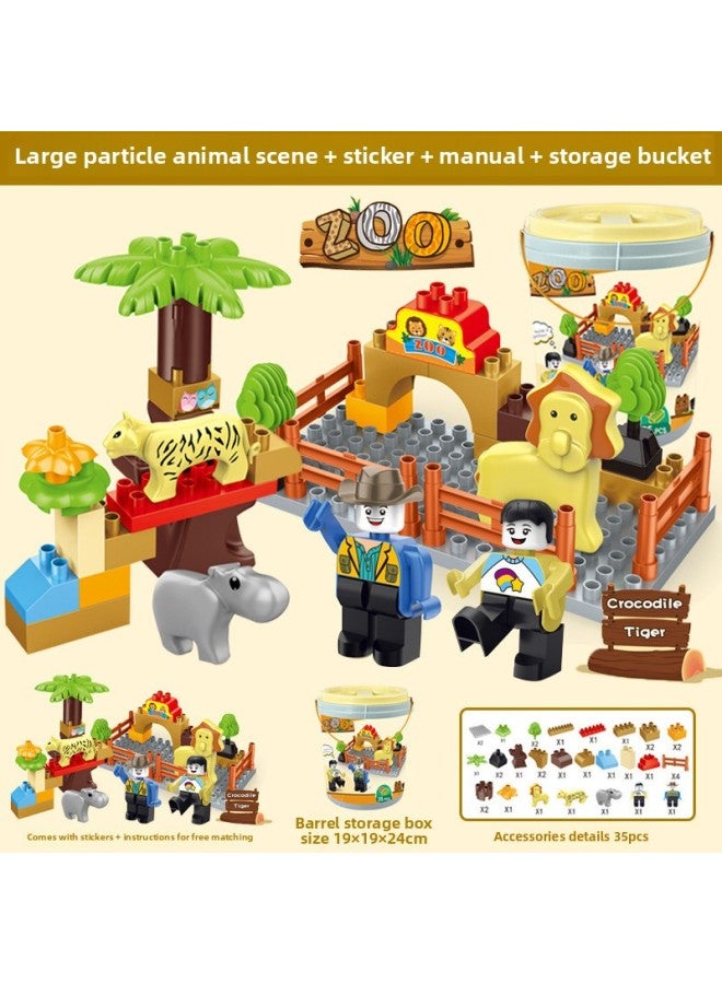 Building Block Puzzle Assembled Boys And Girls Intelligence Brain Assembled Toys Children Compatible With Lego Large Particle Scenes-Color:66PCs House Bucket Self-loading Building Blocks [Furniture 35021A]]  - Image 2