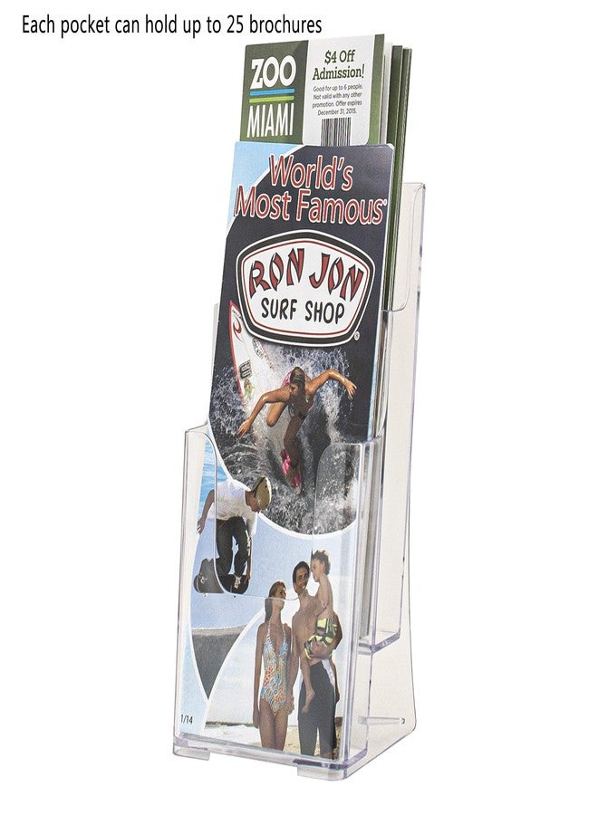 Marketing Holders Brochure Holder for 4" Trifolds Multi Tier 2 Pocket Organizer Clear Acrylic Countertop or Wall Mount Space Saving Pamphlet Dispenser with Hanging Hardware - Image 3